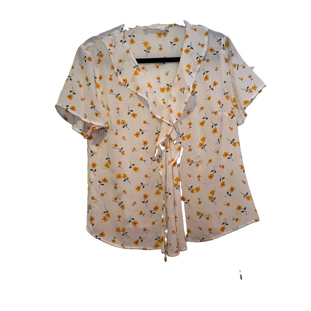 All In Favor Blouse Yellow And White Floral Brunch Grandma Core Summer Spring